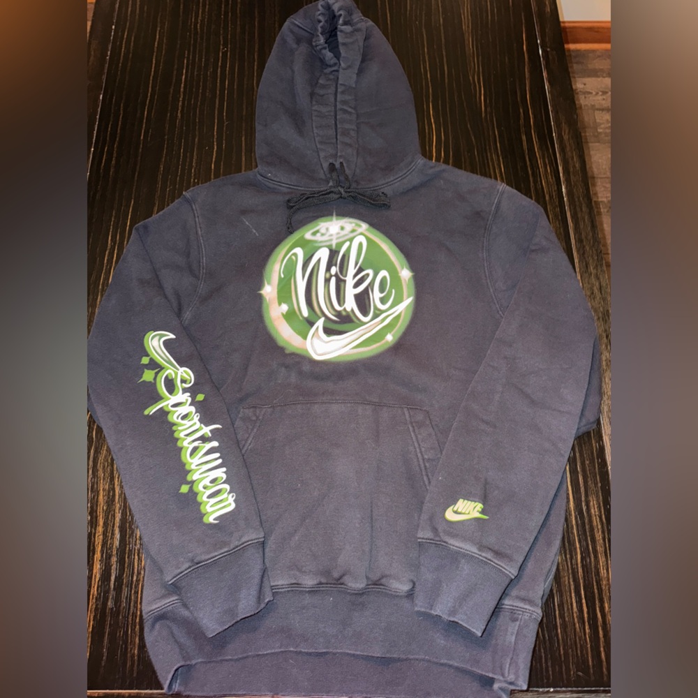 Nike Navy and Lime Hoodie
